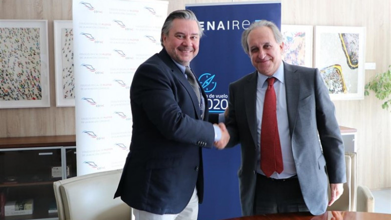 Carlos Salas, decano del Copac, y Ángel Luis Arias, director general de ENAIRE | ENAIRE ep carlos salas decanocopac y angel luis arias director generalenaire