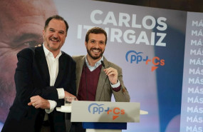 ep el candidato a lehendakari de la coalicion ppcs carlos iturgaiz junto al presidente del partido
