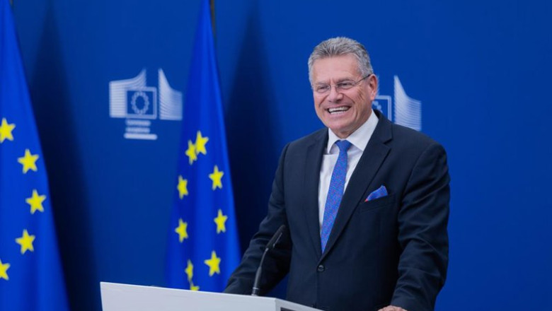 ep el negociador comercial de la union europea el comisario maros sefcovic en una ruead de prensa en
