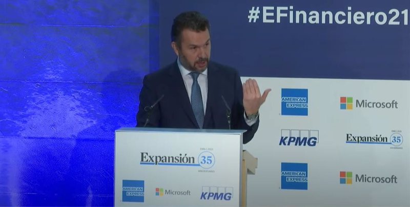 El presidente de la CNMV, Rodrigo Buenaventura, en el 'XII Encuentro del sector financiero' organizado por KPMG y el diario 'Expansión. | KPMG ep el presidente de la cnmv rodrigo buenaventura en el xii encuentro del sector financiero
