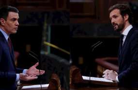 ep el presidente del gobierno pedro sanchez y del lider del pp pablo casado en el congreso