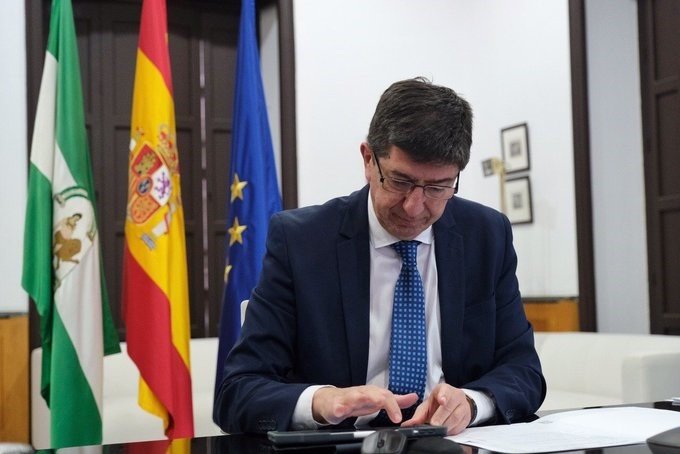 El vicepresidente de la Junta y consejero de Turismo, Regeneración, Justicia y Administración Local, Juan Marín. | JUNTA DE ANDALUCÍA ep el vicepresidente de la junta y consejero de turismo regeneracion justicia y administracion local 20200518152902