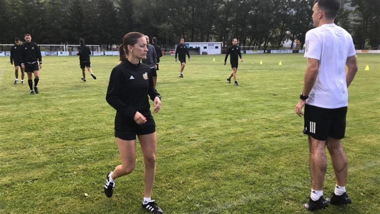 Guadalupe Porras durante las pruebas físicas para los árbitros de Primera | RFEF ep guadalupe porras durantepruebas fisicaslos arbitrosprimera