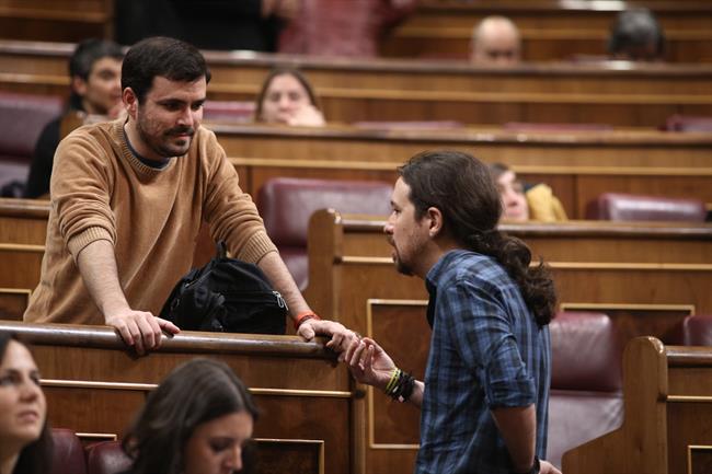 Alberto Garzón y Pablo Iglesias en el pleno en el Congreso | EUROPA PRESS ep alberto garzonpablo iglesiasplenocongreso