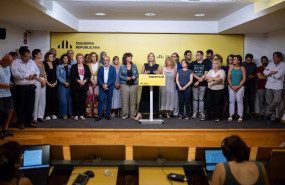 ep la portavoz de erc raquel sans durante una rueda de prensa en la sede de erc a 29 de julio de