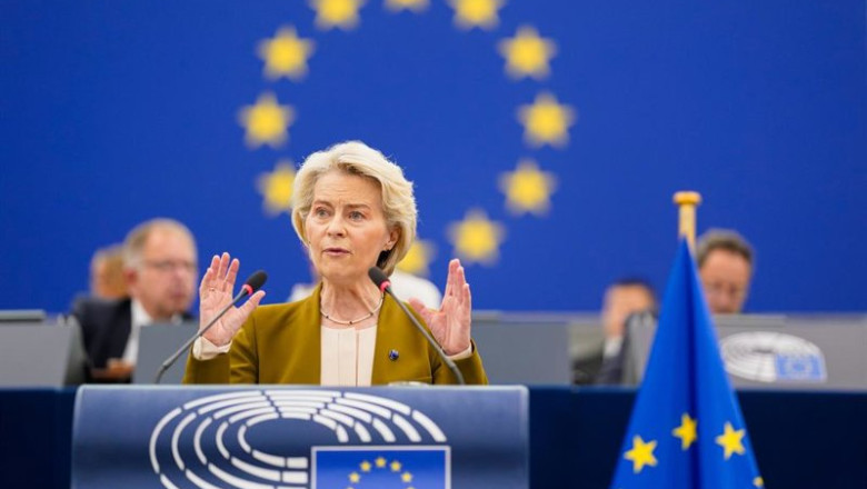La presidenta de la Comisión Europea, Ursula von der Leyen. | PHILIPPE BUISSIN / EUROPEAN PARLIAMENT ep la presidenta de la comision europea ursula von der leyen durante su intervencion en el debate