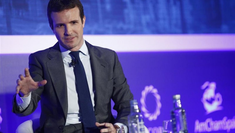 ep presidentepartido popular pablo casado duranteintervencionla i concordia europe - amchamspain summit