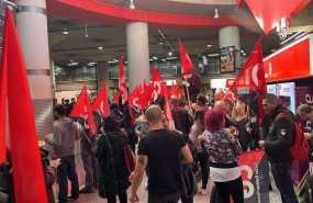 ep sindicalistas de cgt en la jornada de huelga en renfe el 7 de noviembre