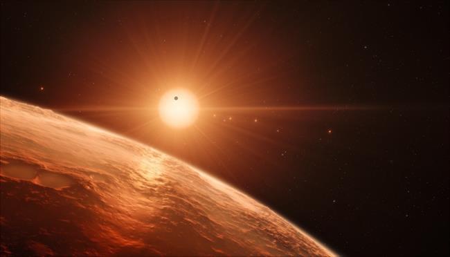 Ilustración del sistema planetario de TRAPPIST-1 | ESO ep ilustracionsistema planetariotrappist-1