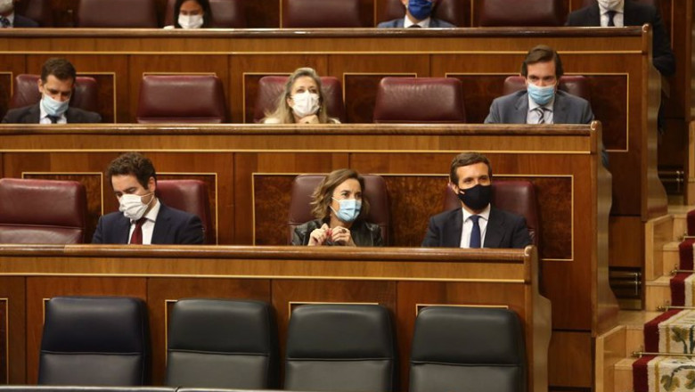 Imagen de la bancada 'popular' en el Congreso, con su secretario general, Teodoro García Egea; su portavoz, Cuca Gamarra; y el líder del PP, Pablo Casado, durante una sesión plenaria | EUROPA PRESS/R.Rubio.POOL - Europa Press - Archivo ep imagen de la bancada popular en el congreso con su secretario general teodoro garcia egea su