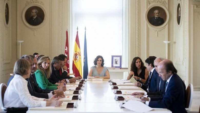 LA PRESIDENTA DE LA COMUNIDAD DE MADRID, ISABEL DÍAZ AYUSO, EN EL PRIMER CONSEJO DE GOBIERNO CON SUS CONSEJEROS | COMUNIDAD DE MADRID ep la presidentala comunidadmadrid isabel diaz ayuso enprimer consejogobiernosus consejeros