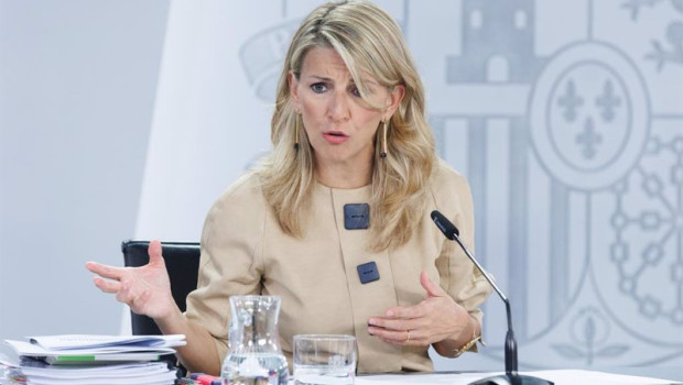 ep la vicepresidenta segunda y ministra de empleo yolanda diaz durante una rueda de prensa tras el