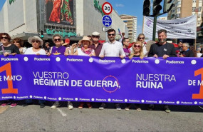 ep miembros de podemos entre ellos el diputado en el congreso javier sanchez serna se manifiestan en