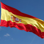 ep archivo   bandera de espana de la plaza de colon de madrid espana