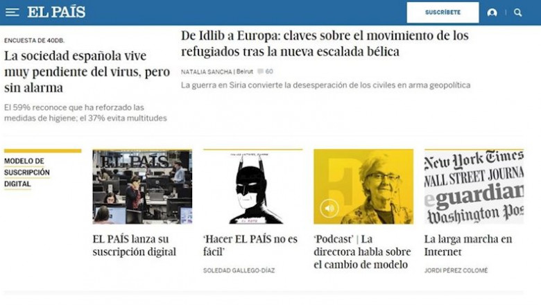 Captura página web de El País | EUROPA PRESS ep captura pagina web de el pais