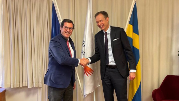 ep el presidente de la ceoe antonio garamendi i y el presidente de la patronal sueca fedrik persson