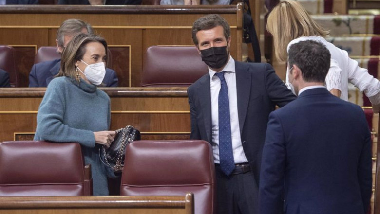 La portavoz parlamentaria del PP, Cuca Gamarra y el presidente del PP, Pablo Casado (c), en una sesión plenaria en el Congreso | Alberto Ortega - Europa Press ep la portavoz parlamentaria del pp cuca gamarra y el presidente del pp pablo casado c en una sesion