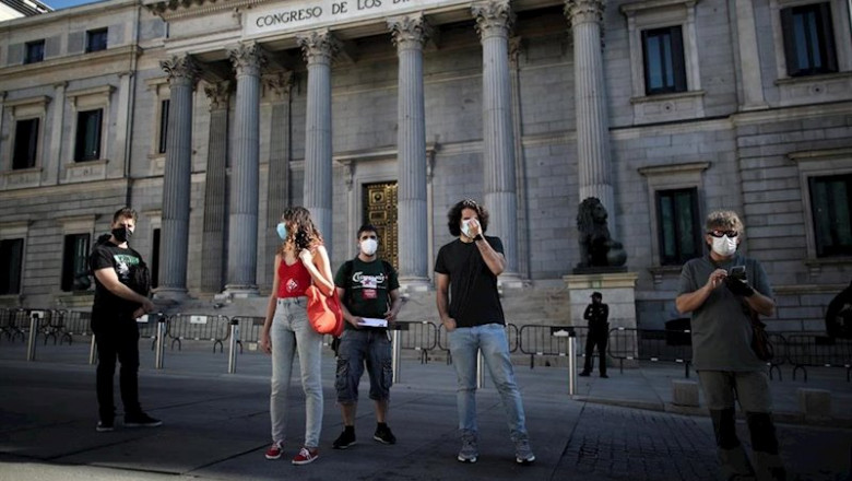 Miembros de la Coordinadora 25S frente al Congreso | Eduardo Parra - Europa Press ep miembros de la coordinadora 25s frente al congreso