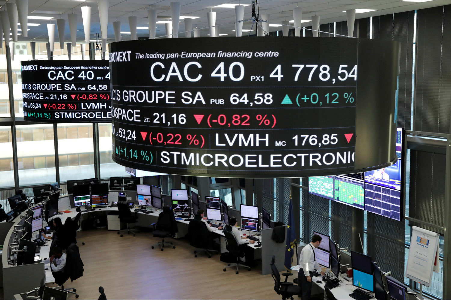 bourse de paris geree par euronext dans le quartier d affaires de la defense a paris 