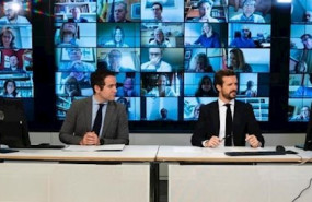 ep el lider del pp pablo casado preside la reunion de su grupo parlamentario por via telematica