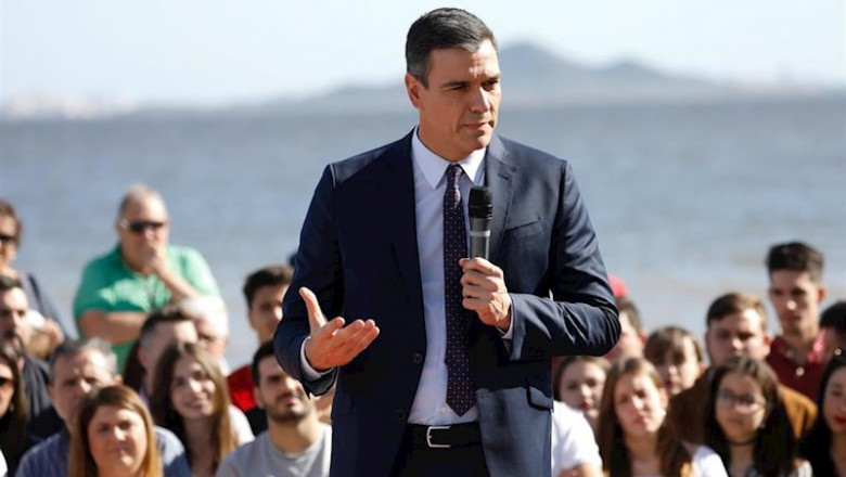 ep el presidente del gobierno y lider del psoe pedro sanchez interviene en un mitin en los alcazares