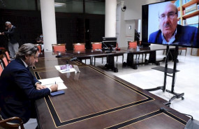 ep el presidente del parlamento gustavo matos en una reunion telematica con el director del iac