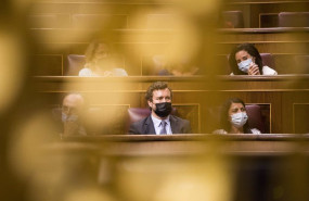 ep la bancada de vox con su portavoz en el centro ivan espinosa de los monteros durante una sesion
