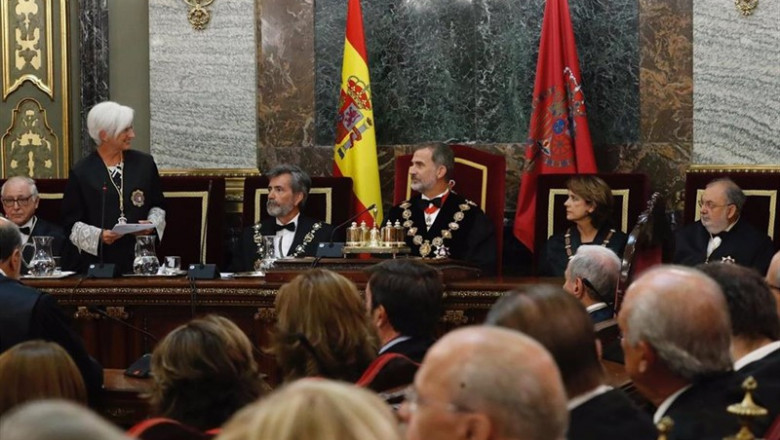 La fiscal General del Estado, María José Segarra, interviene durante la apertura del año judicial en presencia del Rey Felipe VI | POOL ep la fiscal general del estado maria jose segarra interviene durante la apertura del ano judicial 20190910000103