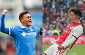 ep jorge molina y lisandro martinez celebran goles con sus respectivos equipos getafe y ajax