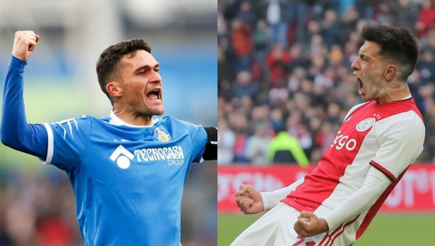 ep jorge molina y lisandro martinez celebran goles con sus respectivos equipos getafe y ajax