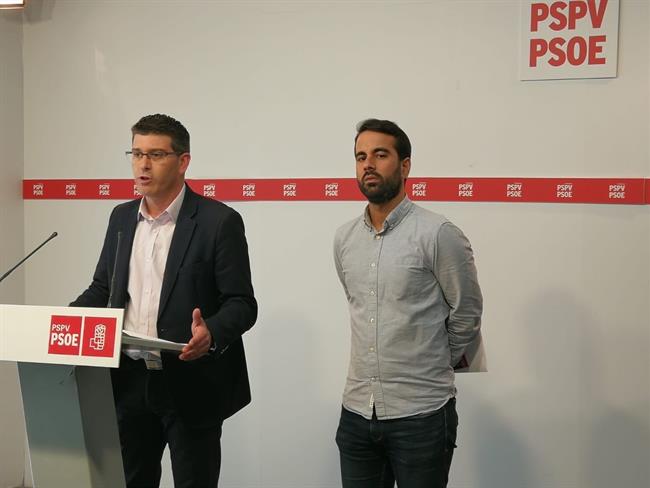 Jorge Rodríguez y José Muñoz en rueda de prensa | TWITTER PSPV ep jorge rodriguezjose munozruedaprensa
