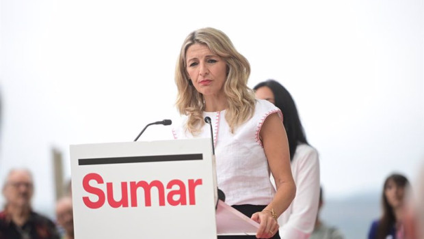 ep la lider de sumar yolanda diaz en pamplona navarra espana