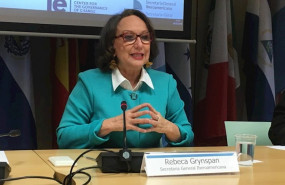 ep la secretaria general iberoamericana rebeca grynspan en la presentacion de un estudio en la sede