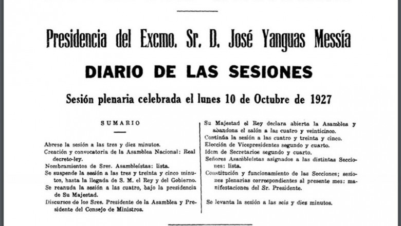 Diario de Sesiones de la sesión constitutiva de la Asamblea Nacional de Primo de Rivera. 10 de octubre de 1927. | CONGRESO ep diario de sesiones de la sesion constitutiva de la asamblea nacional de primo de rivera 10 de