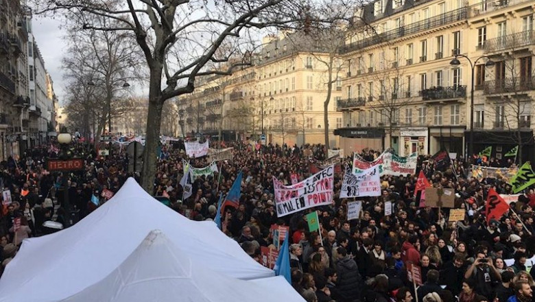 ep manifestacion contra la reforma de las pensiones durante la huelga indefinida en francia