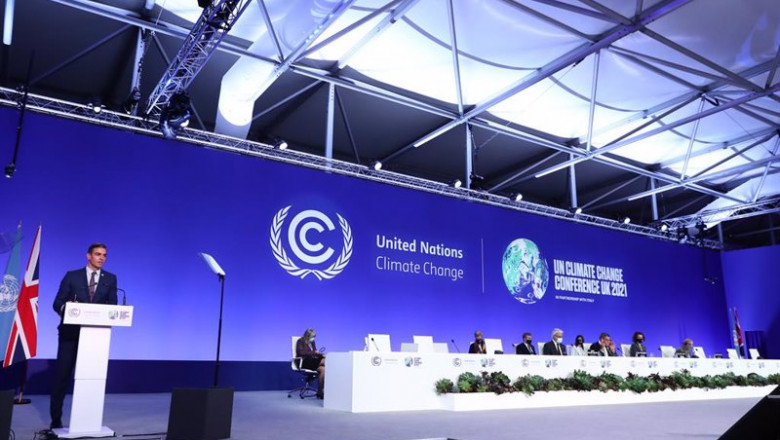 El presidente del Gobierno, Pedro Sánchez, interviene en la segunda jornada de a Conferencia Mundial del Clima, la COP26, a 1 de noviembre de 2021, en Glasgow, (Reino Unido). | Pool Moncloa/Fernando Calvo ep el presidente del gobierno pedro sanchez interviene en la segunda jornada de a conferencia