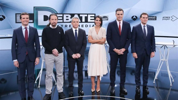 ep el presidente del pp pablo casado el secretario general de podemos pablo iglesias el presidente