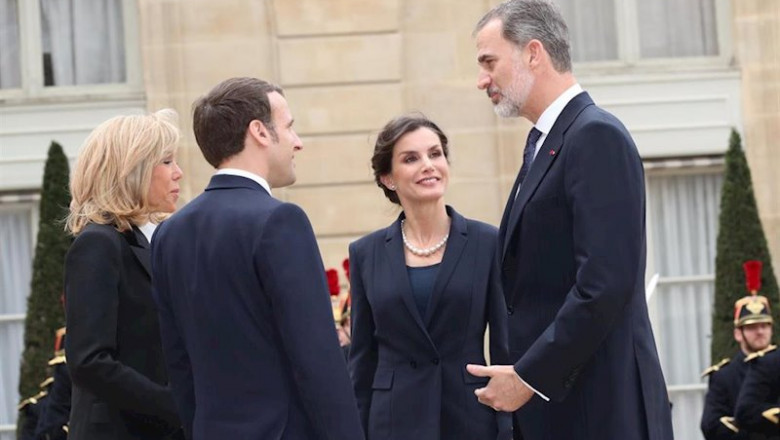 Casa de S.M. el Rey ep en paris los reyes felipe vi 1d y letizia 2d y el presidente de francia emmanuel macron 2i y su