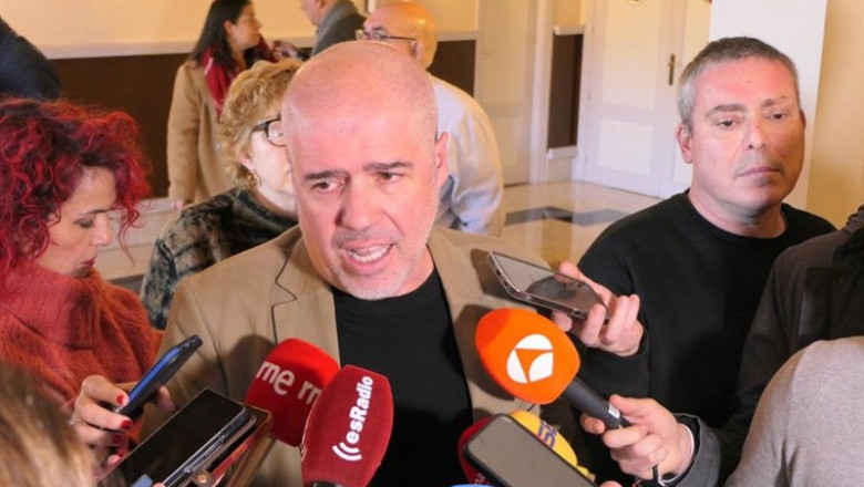 Unai Sordo, durante la atención a los medios. | CCOO ep unai sordo durante la atencion a los medios