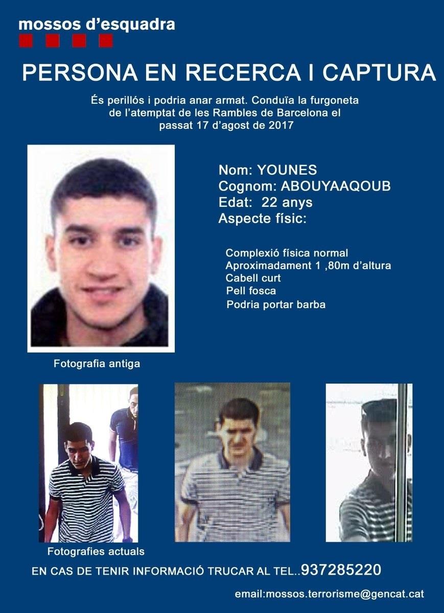 Younes Abouyaaqoub., Conductor De La Furgoneta Del Atentado De Barcelona | MOSSOS D'ESQUADRA ep younes abouyaaqoub conductorla furgonetaatentadobarcelona