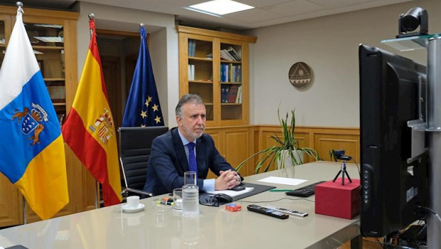 ep el presidente de canarias angel victor torres interviene en la videoconferencia de presidentes
