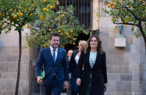 ep el presidente de la generalitat pere aragons y la consellera de presidncia laura vilagr llegan a