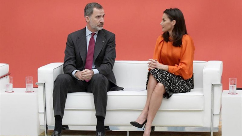 El Rey Felipe VI y la Reina Letizia durante la octava edición de "Embajadores Honorarios de la Marca España" en el Palacio Real de El Pardo, en Madrid, a 03 de marzo de 2020. | José Oliva - Europa Press ep el rey felipe vi y la reina letizia durante la octava edicion de embajadores honorarios de la