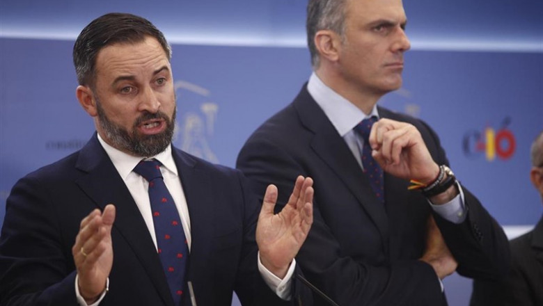 Eduardo Parra - Europa Press ep i-d lidervox santiago abascal ysecretario generalpartido javier ortega smith duranteruedaprensacongresolos diputados