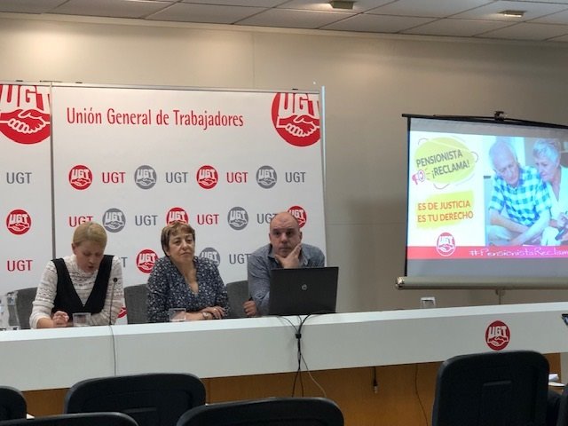 La secretaria de Políticas Sociales, Empleo y Seguridad Social de UGT, Mari Carmen Barrera, presenta la campaña del sindicato sobre el cálculo de las pensiones de los trabajadores a tiempo parcial. | EUROPA PRESS ep la secretaria de politicas sociales empleo y seguridad social de ugt mari carmen barrera presenta