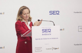 ep la vicepresidenta del gobierno nadia calvino durante el encuentro de la cadena ser en sevilla