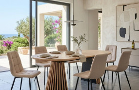 mesa comedor extensible ovalada 100 x 180 cm con 6 sillas montada en un saln   napoli