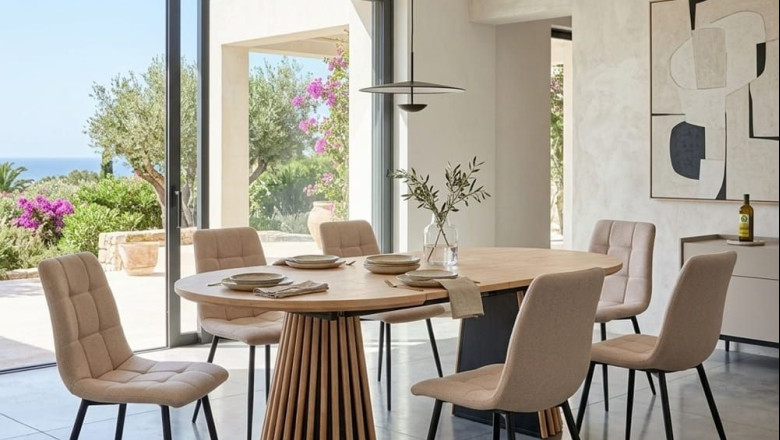mesa comedor extensible ovalada 100 x 180 cm con 6 sillas montada en un saln   napoli