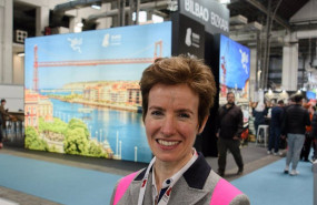 ep la diputada de transportes movilidad y turismo de bizkaia sonia perez ante el stand de bizkaia en