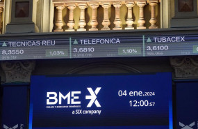 ep varios paneles del ibex 35 en el palacio de la bolsa a 4 de enero de 2024 en madrid espana